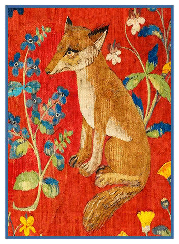 Sitting Fox Detail from the Lady and The Unicorn Tapestries Counted Cross Stitch Pattern