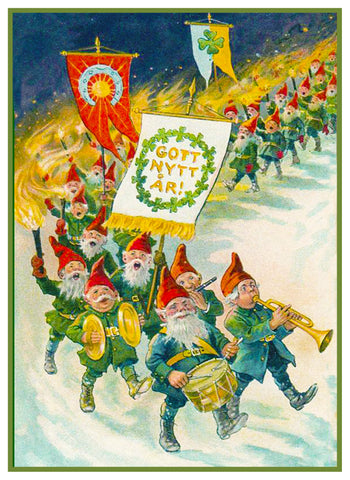Tomte Elves New Years Parade by Jenny Nystrom Counted Cross Stitch Pattern