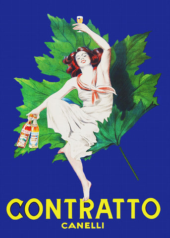 Contratto Vermouth Advertisement Art Leonetto Cappiello Counted Cross Stitch Pattern