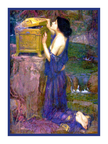 Pandora and Her Box inspired by John William Waterhouse Counted Cross Stitch Pattern DIGITAL DOWNLOAD