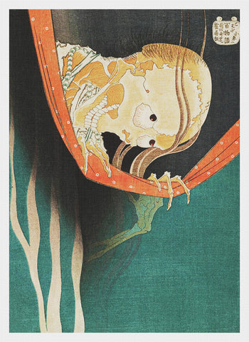 Asian Japanese The Ghost of Kohada by Hokusai Counted Cross Stitch Chart Pattern