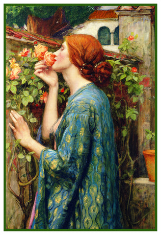 My Sweet Rose inspired by John William Waterhouse Counted Cross Stitch Pattern
