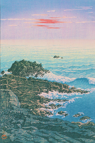 Morning at Cape Inubo by Japanese artist Kawase Hasui Counted Cross Stitch Pattern