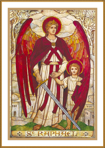 Archangel Raphael by Powell and Sons Counted Cross Stitch Pattern DIGITAL DOWNLOAD