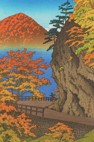 Autumn in Saruiwa by Japanese artist Kawase Hasui Counted Cross Stitch Pattern