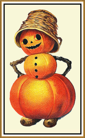 Halloween Pumpkin Person Counted Cross Stitch Pattern