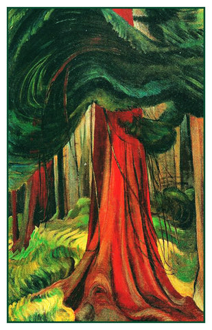 Emily Carr The Red Cedar Tree Canada Landscape Counted Cross Stitch Pattern