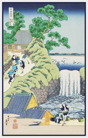Asian Japanese Waterfall at Aoigaoka Edo by Hokusai Counted Cross Stitch Pattern