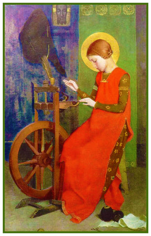 St Elizabeth Spinning for the Poor Marianne Stokes Counted Cross Stitch Pattern
