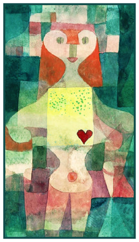 The Queen of Hearts by Expressionist Artist Paul Klee Counted Cross Stitch Pattern