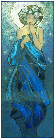 Night Sky by Alphonse Mucha Counted Cross Stitch Pattern DIGITAL DOWNLOAD