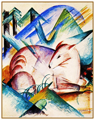 A Red Deer by Expressionist Artist Franz Marc Counted Cross Stitch Pattern