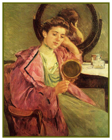 Woman Doing Her Hair by American Impressionist Artist Mary Cassatt Counted Cross Stitch Pattern