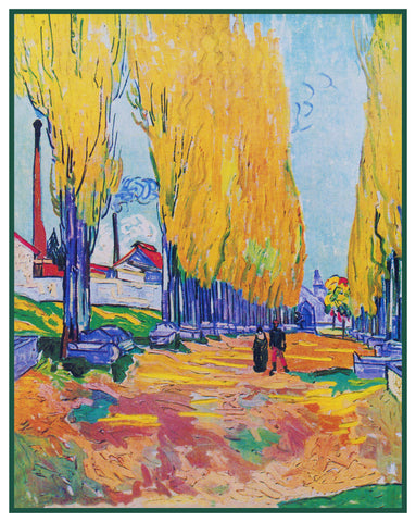 Les Alycamps in Arles #2 by Vincent Van Gogh Counted Cross Stitch Pattern