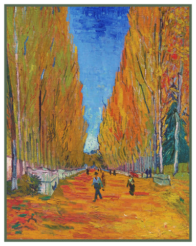 Les Alycamps in Arles #1 by Vincent Van Gogh Counted Cross Stitch Pattern