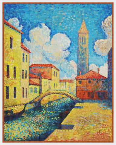 Henri-Edmond Cross Living Along a Venice Canal Orenco Originals Counted Cross Stitch Pattern