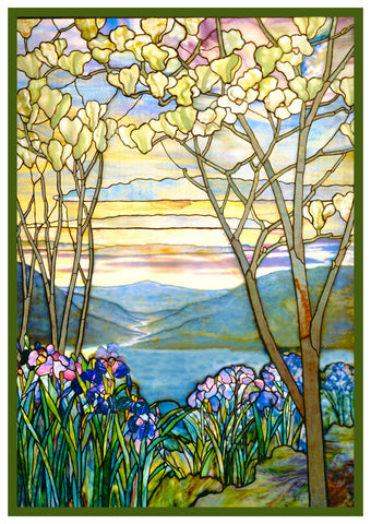 Iris Flowers and Magnolia Trees inspired by Louis Comfort Tiffany  Counted Cross Stitch Pattern DIGITAL DOWNLOAD