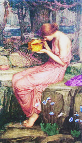 PSYCHE Opening Golden Box inspired by John William Waterhouse Counted Cross Stitch Pattern
