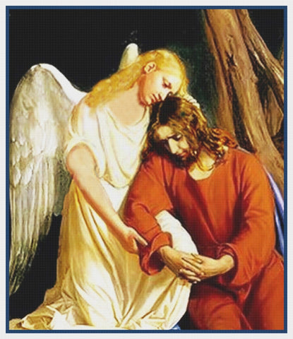 Jesus Praying With an Angel Gesthemane detail by Bloch Counted Cross Stitch Pattern