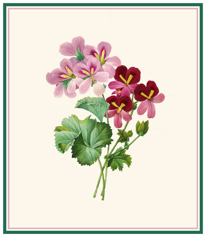 Cranesbill Geranium Flower Inspired by Pierre-Joseph Redoute Counted Cross Stitch Pattern DIGITAL DOWNLOAD