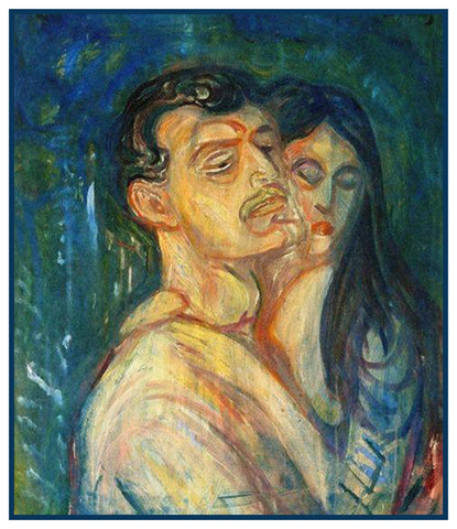 The Lovers by Symbolist Artist Edvard Munch Counted Cross Stitch Pattern