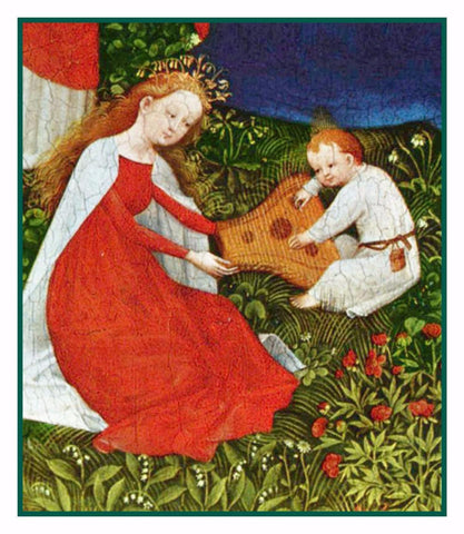 Madonna detail of Garden of Paradise Upper Rhenish Master Medieval Tapestry Counted Cross Stitch Pattern