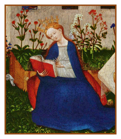 The Queen detail of Garden of Paradise Upper Rhenish Master Medieval Tapestry Counted Cross Stitch Pattern