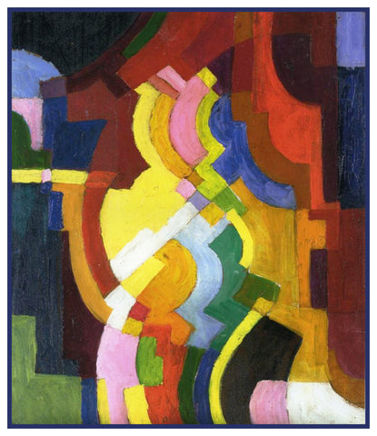 Colored Forms 3 Geometric by Expressionist Artist August Macke Counted Cross Stitch Pattern DIGITAL DOWNLOAD