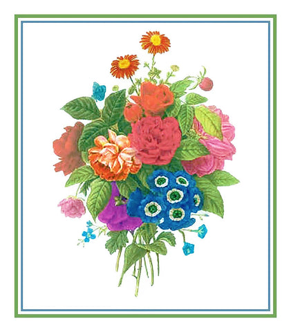 Bouquet of Wildflowers Inspired by Pierre-Joseph Redoute Counted Cross Stitch Pattern DIGITAL DOWNLOAD
