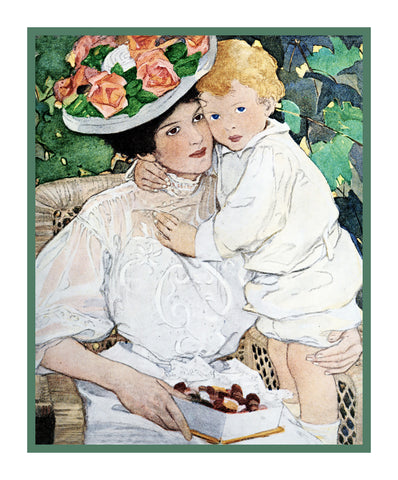 Baby Snuggling With Auntie By Jessie Willcox Smith Counted Cross Stitch Pattern