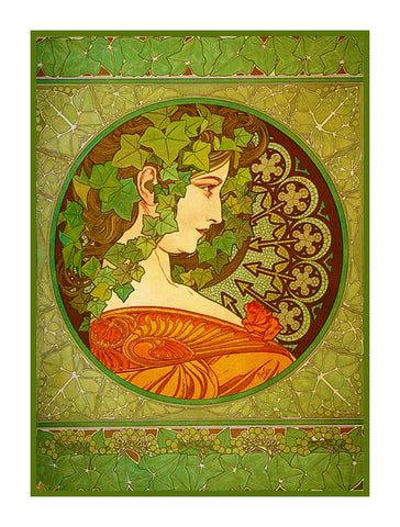 Ivy by Alphonse Mucha Counted Cross Stitch or Counted Cross Stitch Pattern