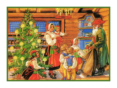Nordic Christmas Celebration with Children Jenny Nystrom  Holiday Christmas Counted Cross Stitch Pattern