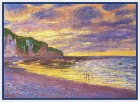L'Ally Point at Low Tide inspired by Claude Monet's Impressionist painting Counted Cross Stitch Pattern DIGITAL DOWNLOAD