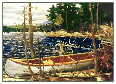 Tom Thomson's The Canoe Lake Trees Canada Landscape Counted Cross Stitch Pattern DIGITAL DOWNLOAD