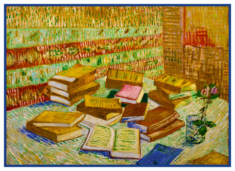 Parisian Novels Books Still Life by Vincent Van Gogh Counted Cross Stitch Pattern