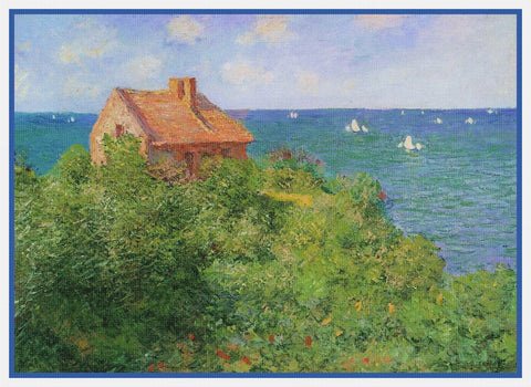 The Fishermans House At Varengeville inspired by Claude Monet's impressionist painting Counted Cross Stitch Pattern