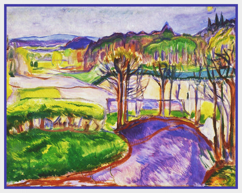 A Spring Landscape by Symbolist Artist Edvard Munch Counted Cross Stitch Pattern