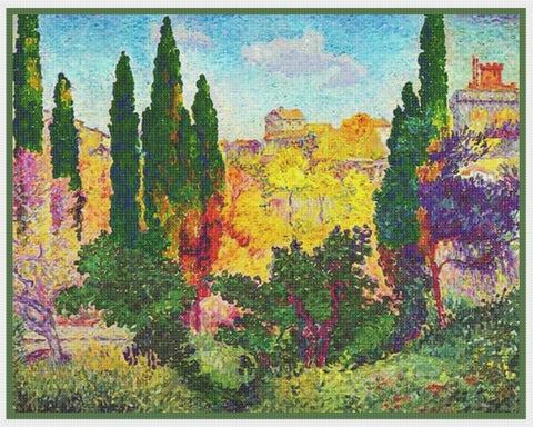 Henri-Edmond Cross Cypress at Cagnes France Orenco Originals Counted Cross Stitch Pattern