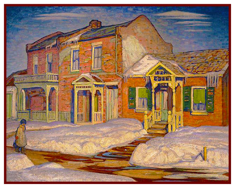 Lawren Harris's Brick House in Winter Canada Landscape Counted Cross Stitch Pattern