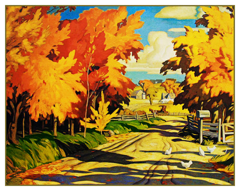 AJ Casson Country Road in Autumn Ontario Canada Landscape Counted Cross Stitch Pattern