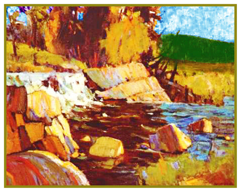 Tom Thomson's Little Waterfall Ontario Canada Landscape Counted Cross Stitch Pattern