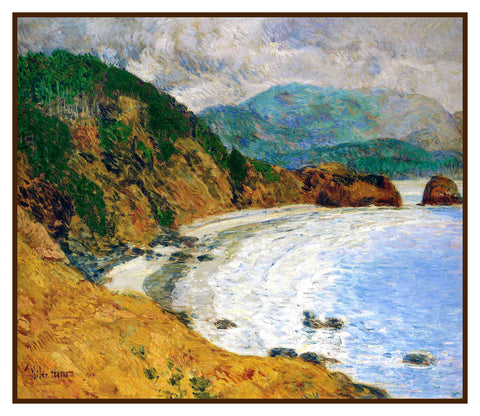 Ecola Beach Oregon Seascape by American Impressionist Painter Childe Hassam Counted Cross Stitch Pattern