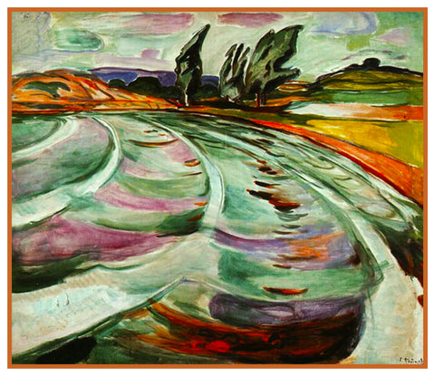 The Wave Landscape by Symbolist Artist Edvard Munch Counted Cross Stitch Pattern