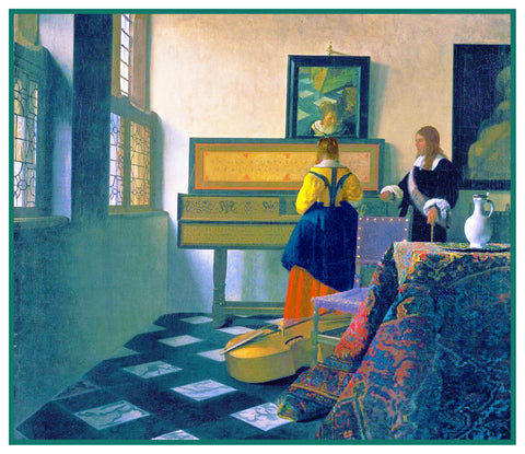 The Music Lesson by Johannes Vermeer Counted Cross Stitch Pattern