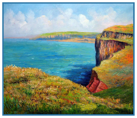 The Cliff At Varengeville inspired by Claude Monet's Impressionist painting Counted Cross Stitch Pattern DIGITAL DOWNLOAD