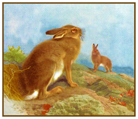 Mountain Hare Rabbit by Naturalist Archibald Thorburn's Animal Counted Cross Stitch Pattern