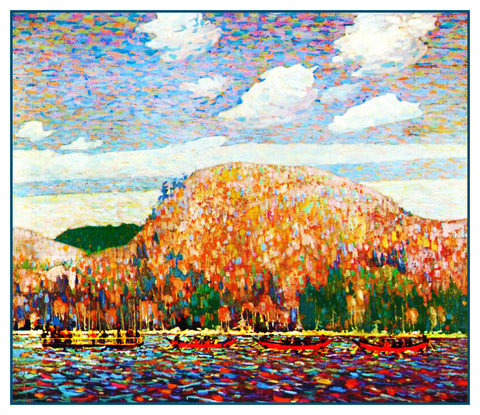 Tom Thomson's The Pointer's Pageant Lake Northern Ontario Canada Landscape Counted Cross Stitch Pattern