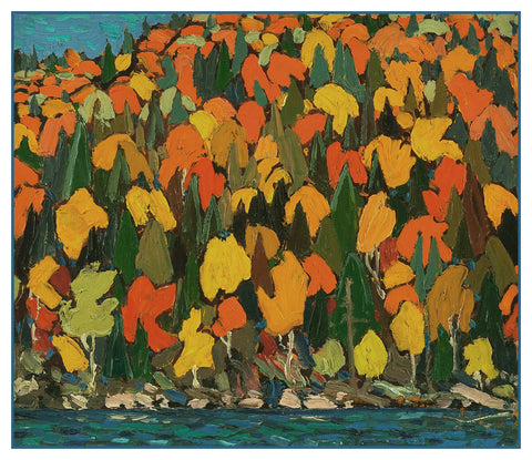Tom Thomson's Autumn Foliage Leaves Ontario Canada Landscape Counted Cross Stitch Pattern