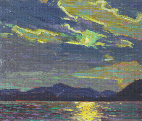 Canadian Group of Seven Tom Thomson's Hot Summer Moonlight Canada Landscape Counted Cross Stitch Pattern