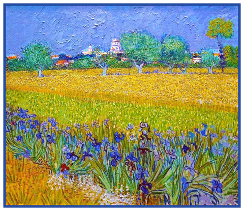Field with Irises in Arles France by Vincent Van Gogh Counted Cross Stitch Pattern DIGITAL DOWNLOAD